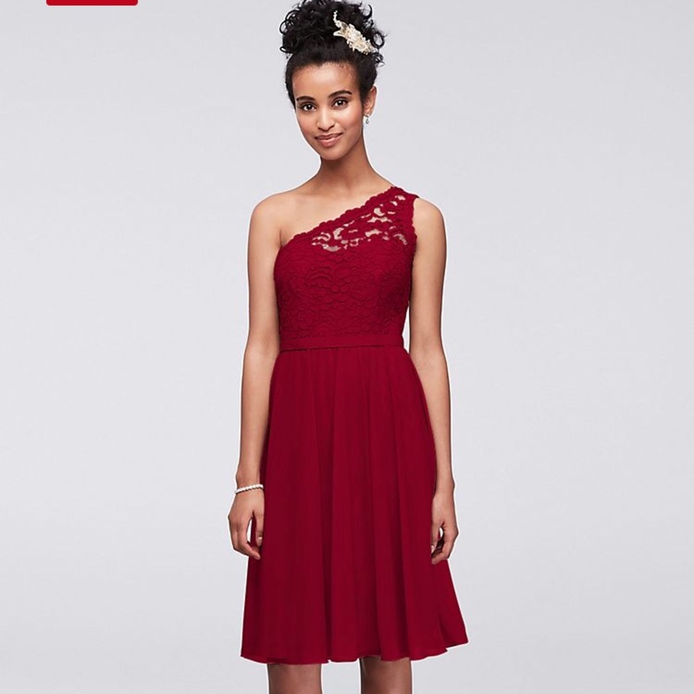 David’s bridal one shoulder lace bridesmaid dress
